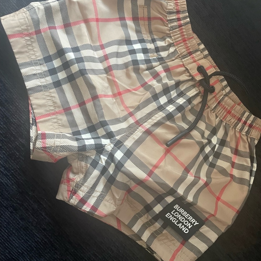 Infant size 6 month Burberry swim trunks